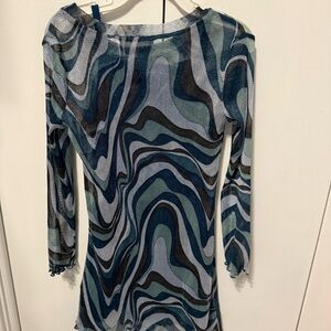 Knitworks Kids Dress with Blue and Green Swirl Pattern